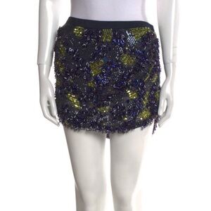 NWT DEREK LAM Beaded Ruched Embellished Mini Skirt